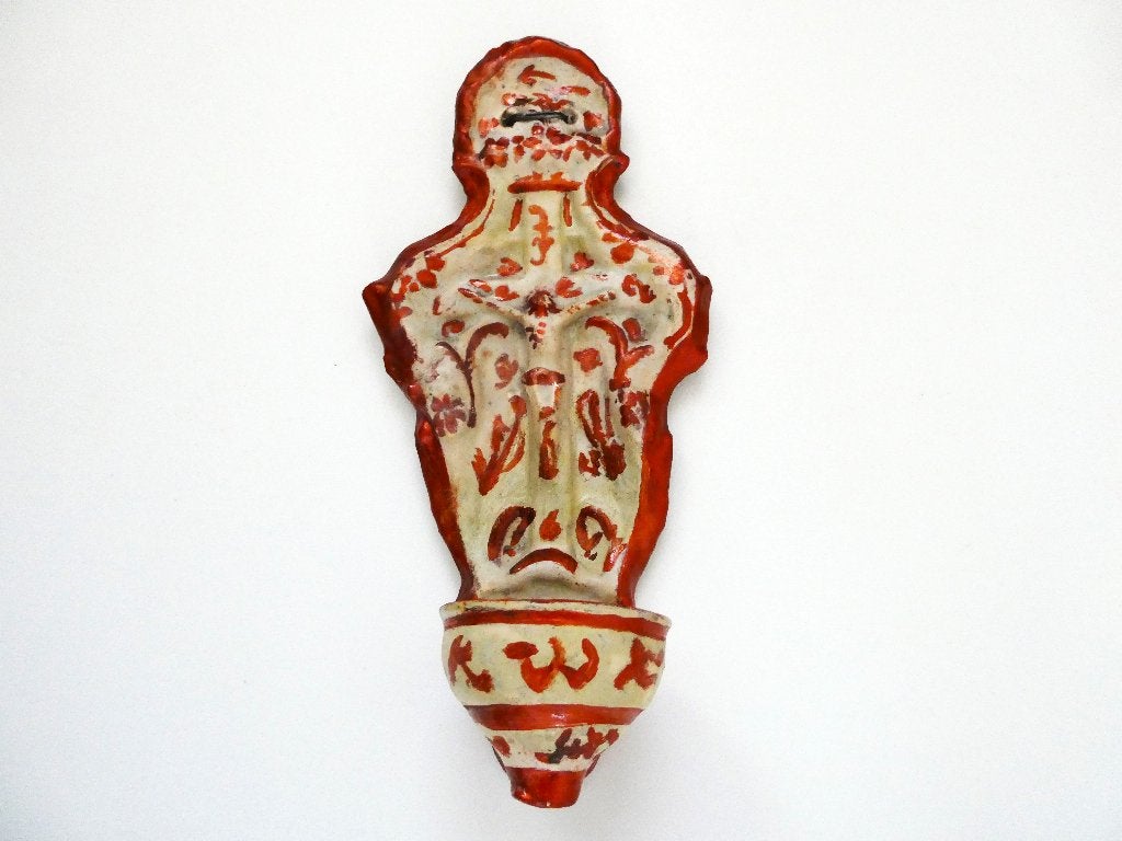 Spaans Manises wijwaterbakje ca. 1700 - 1750 lusterglazuur, Ophalen of Verzenden