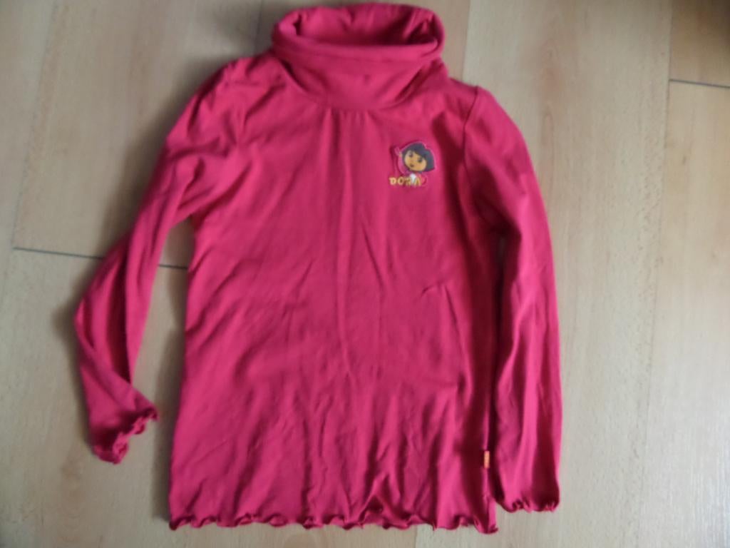 Donkerroze katoenen colshirtje van Dora maat 116 voor 1.50!, Kinderen en Baby's, Kinderkleding | Maat 116, Ophalen of Verzenden