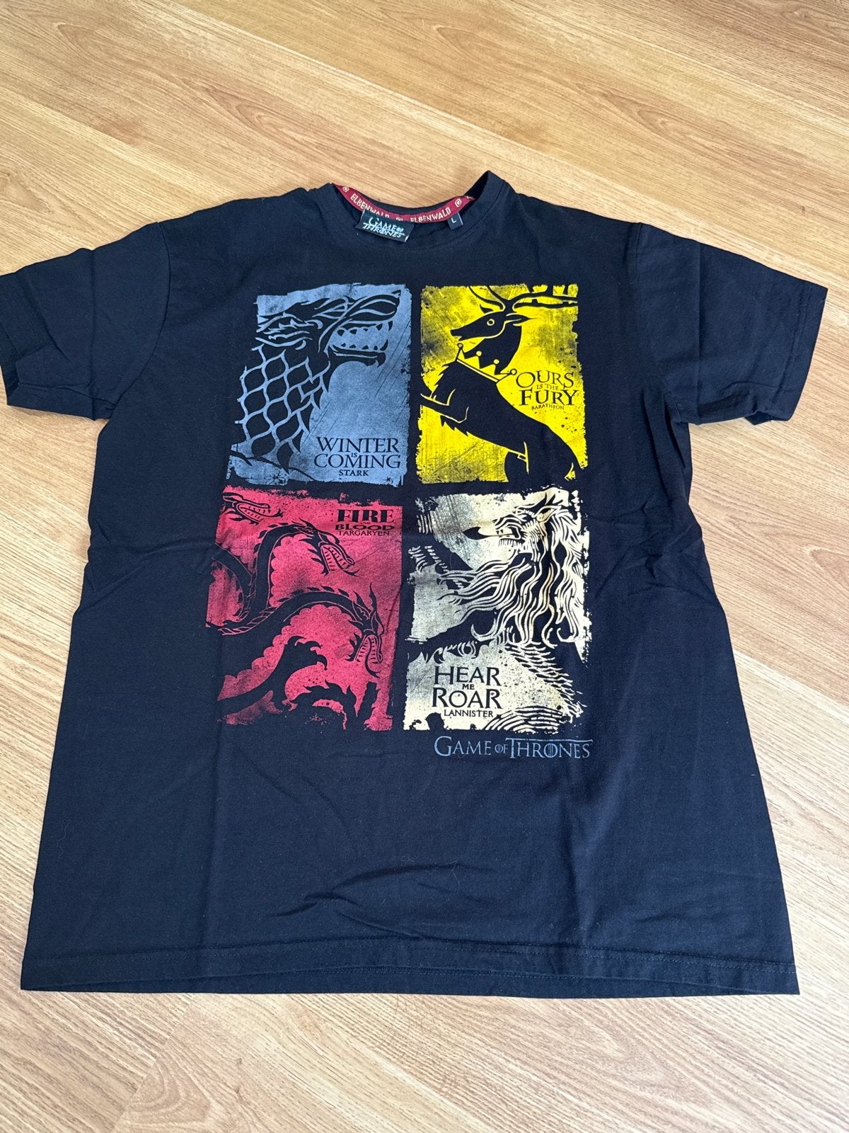 Game of Thrones T-shirt - Maat L - Zwart, Ophalen of Verzenden, Zo goed als nieuw, Maat 52/54 (L), Zwart