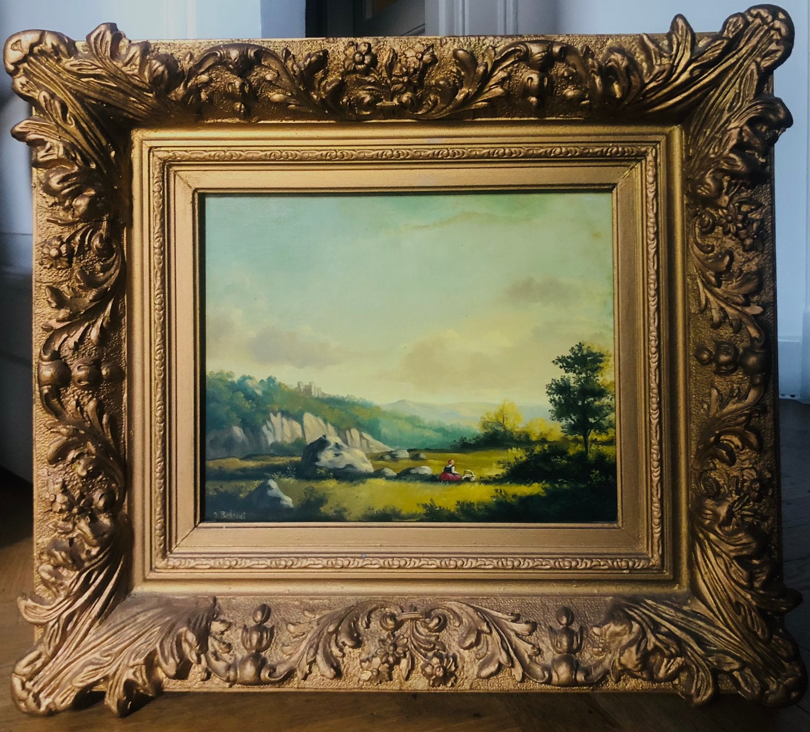 Idyllisch landschap, Jan Beekhout, olie op paneel, ca. 1960, Ophalen of Verzenden