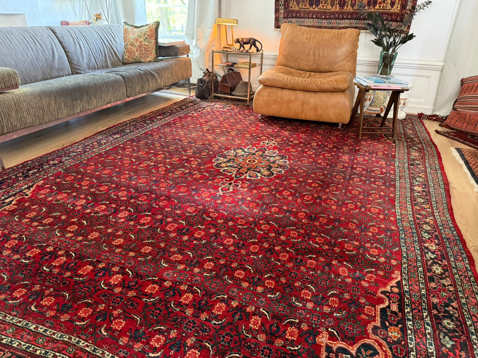 Vintage Perzisch Hosseinabad tapijt 356 x 242 cm | 1950–1970, Klassiek | Eclectisch | Bohemian | Hotel chic, Crème, Info@bababoho.com