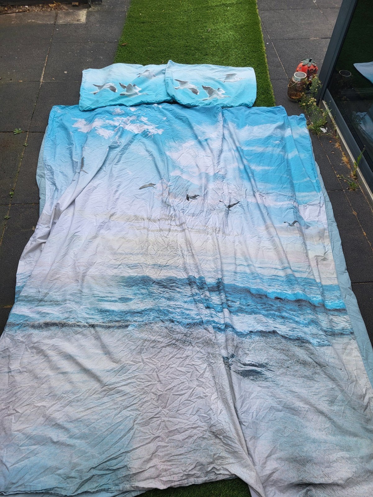 Dekbedovertrek 100% Katoen Zee & Meeuwen 200x200 cm, Gebruikt, Blauw, Dekbedovertrek, Katoen