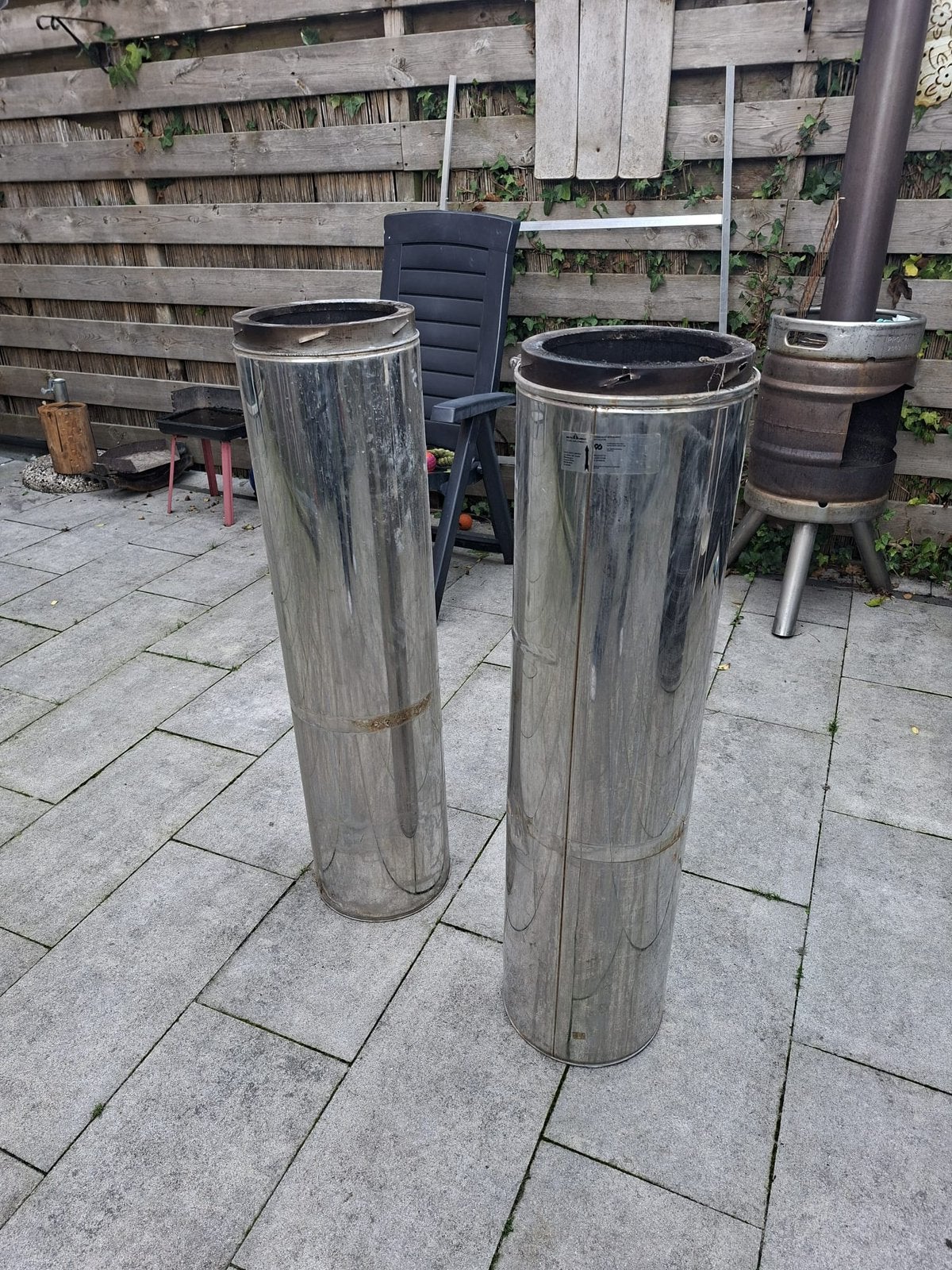 2x dubbelwandige kachelpijp 1m lang, Ophalen, Zo goed als nieuw, Rvs, Minder dan 2 meter