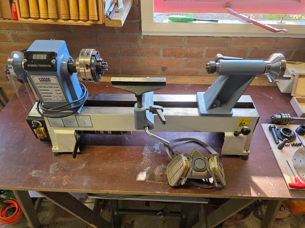 HBM Houtdraaibank 450 x 300 met accessoires, Doe-het-zelf en Verbouw, Draaibanken, Ophalen of Verzenden, Gebruikt, Houtdraaibank