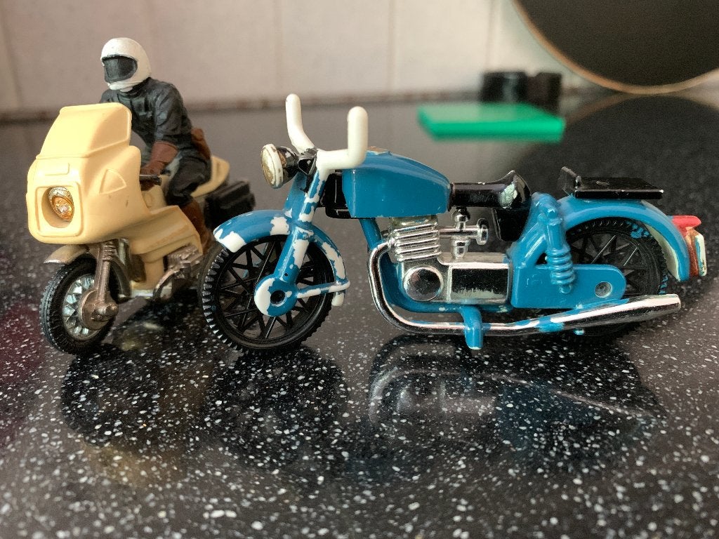 MatchBox motorfiets uit jaren '70, Overige merken, Gebruikt, 1:32 tot 1:50, Overige typen