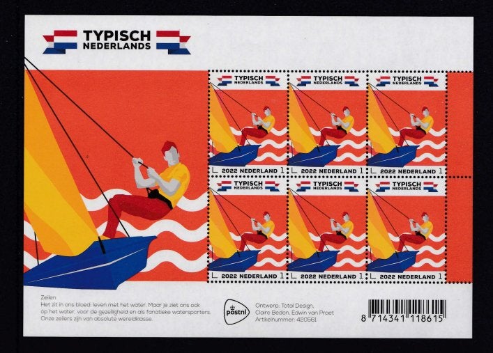 2022 Typisch Nederlands Vel Zeilen, Ophalen of Verzenden, Postfris