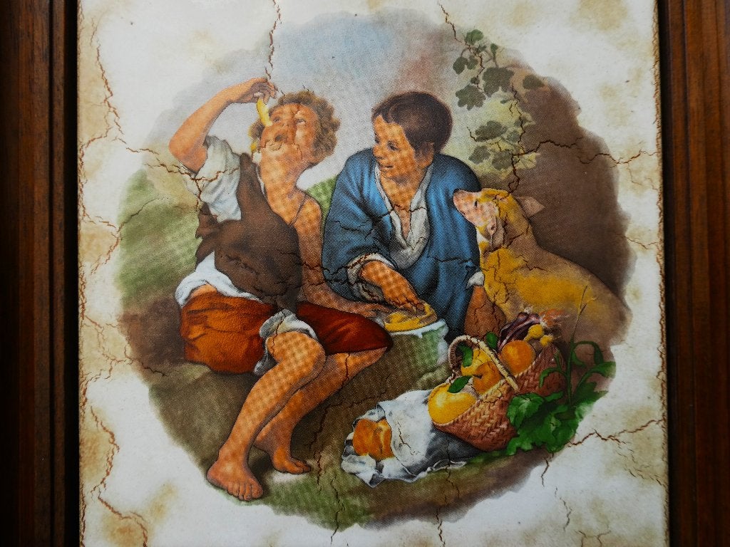 2 Tegels De Taarteters Dobbelaars dobbelen Esteban Murillo, Ophalen of Verzenden