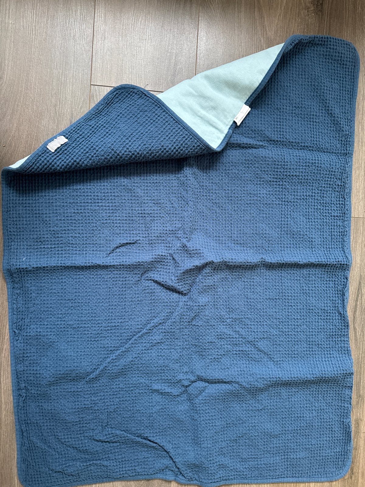 Dreamline wafelstof deken blauw/mintgroen, Ophalen, Dubbelzijdig, Overige merken, Zo goed als nieuw