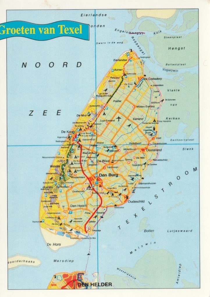 TEXEL Landkaart Groeten, Verzenden, 1980 tot heden, Gelopen, Waddeneilanden