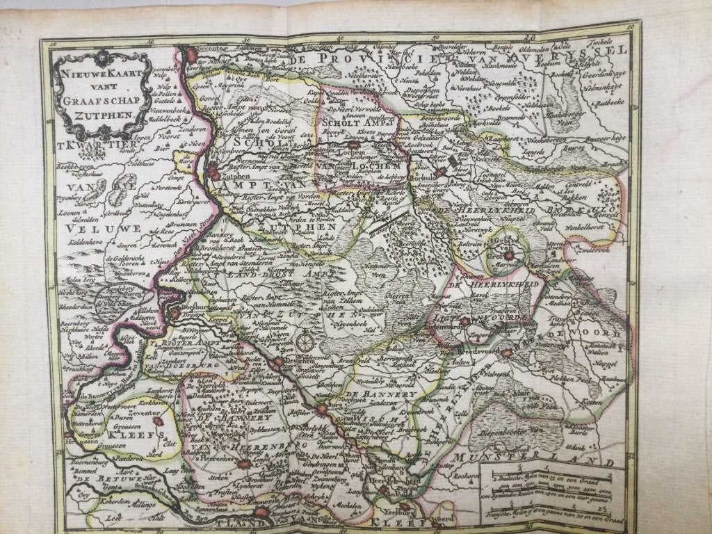 Zutphen, Deventer, s Heerenberg, Lochem, eo, 1740, Antiek en Kunst, Cartografie, Blanco verso, 1700 - 1799, 26 cm