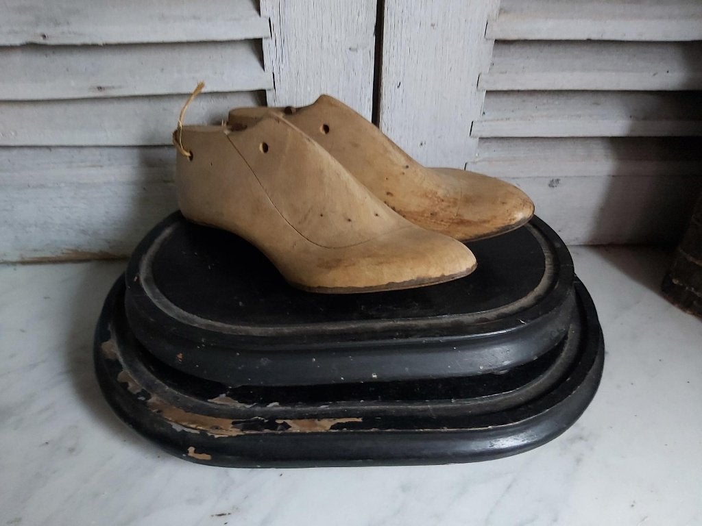 2 mooie oude brocante ovale stolpvoeten / stolpborden, Antiek en Kunst, Ophalen of Verzenden