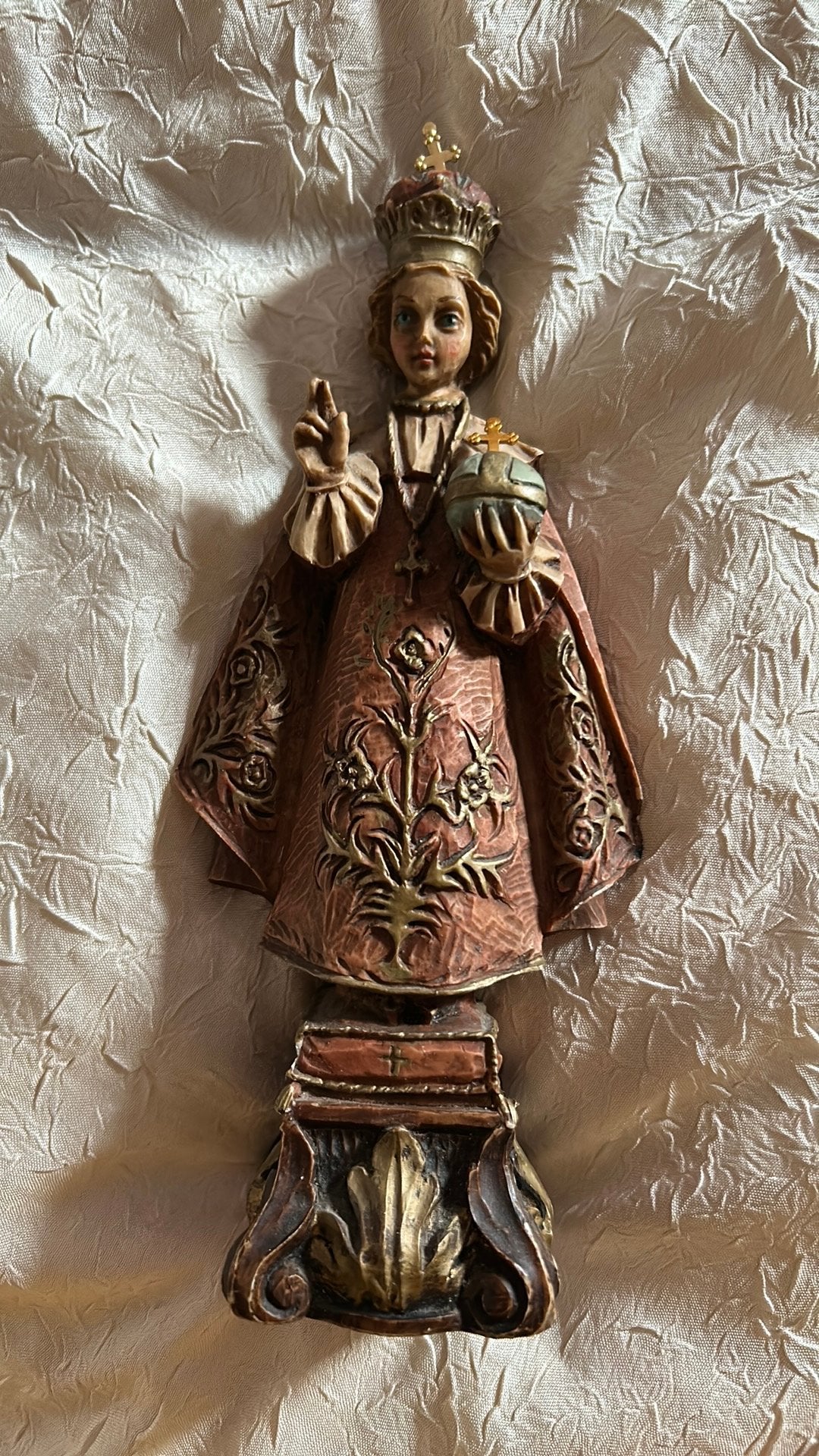 Mooi antiek beeldje Kindje Jezus van Praag. 22 cm, Ophalen of Verzenden