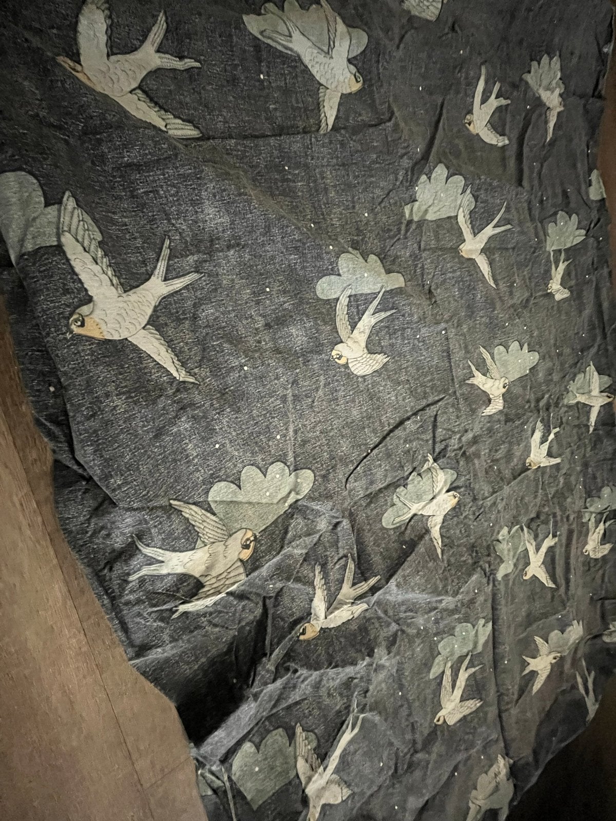 1-persoons dekbedovertrek met vogels motief, Gebruikt, Jongetje of Meisje, Ophalen of Verzenden, Grijs