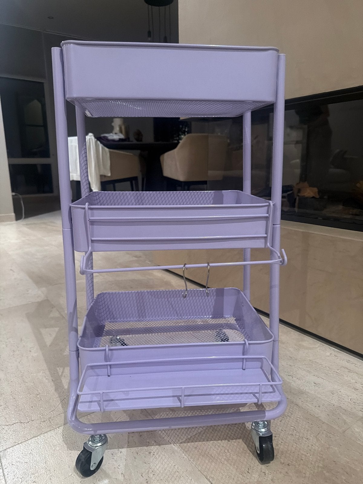 Lila metalen roltafel met 3 etages - Handig en stijlvol, Ophalen, Zo goed als nieuw, Paars, Metaal