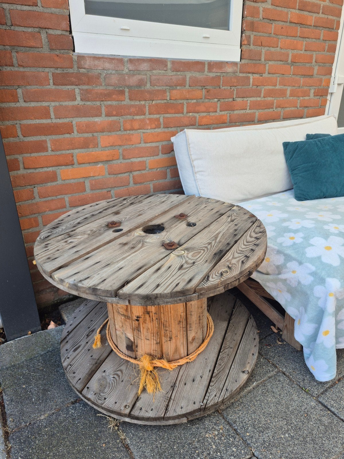 Houten haspel / bijzettafel voor tuin, Tuin en Terras, Ophalen, Gebruikt, Rond, Hout
