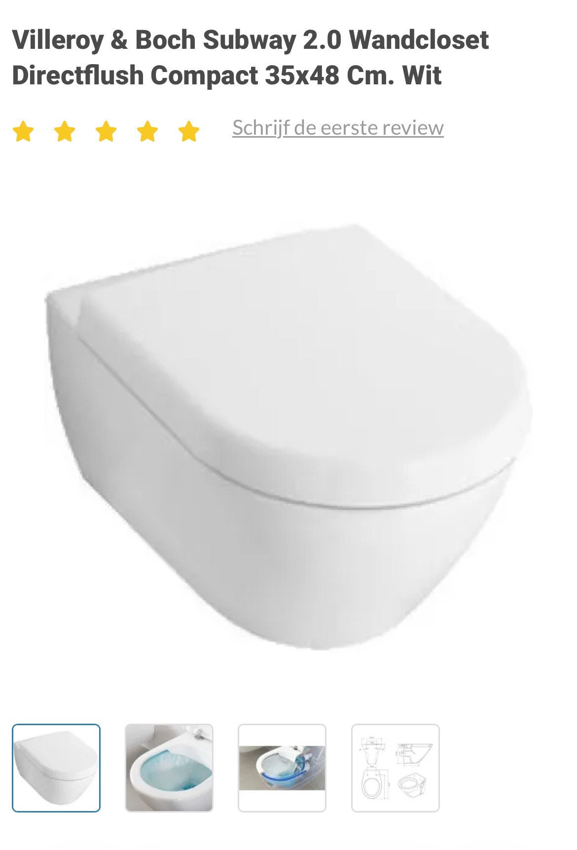 Villeroy & Boch Subway 2.0 Wandcloset Directflush 35x48 Cm, Ophalen, Nieuw, Toilet