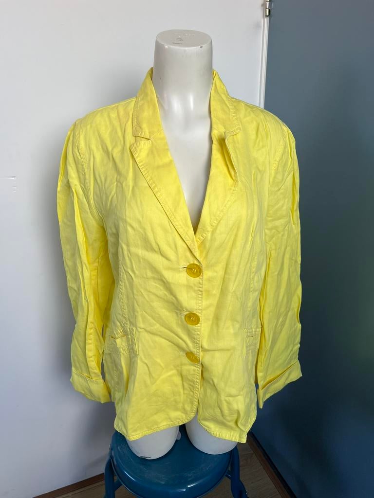 Leon 46 geel linnen blazer jasje, Geel, Maat 46/48 (XL) of groter, Ophalen of Verzenden, Zo goed als nieuw