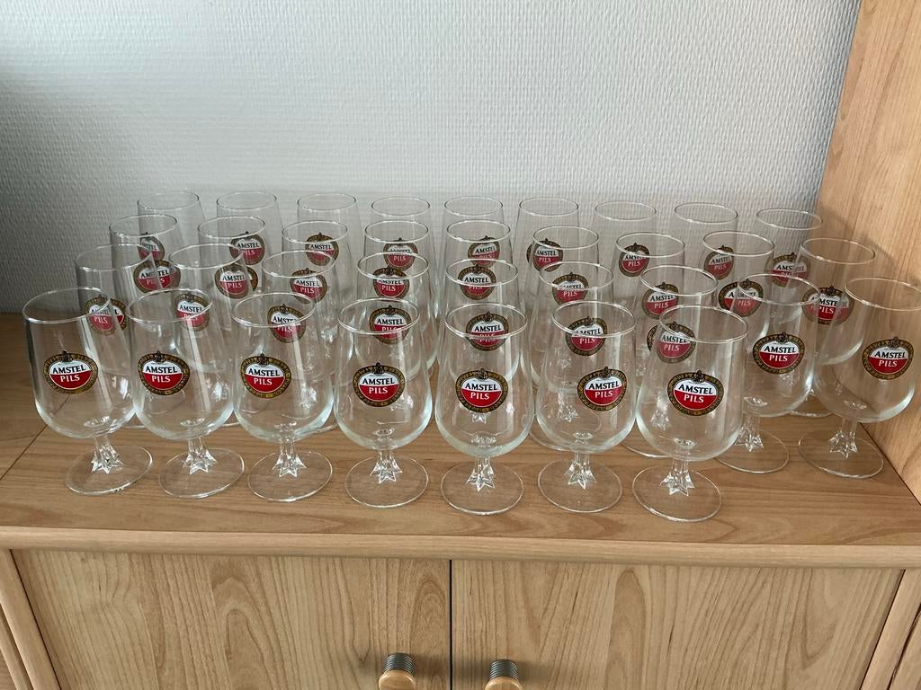 34 Amstel bier glazen, Ophalen, Gebruikt, Bierglas