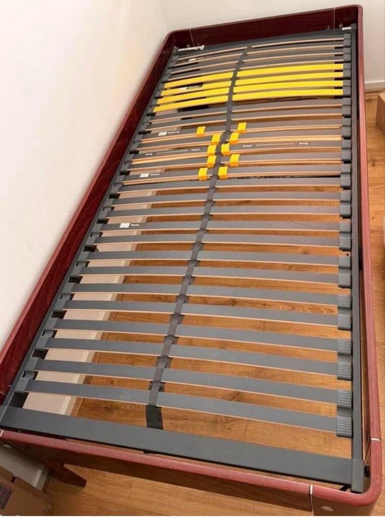 Auping Auronde bed 90x200 met verstelbare bodem, Ophalen, 90 cm, Eenpersoons, Bruin