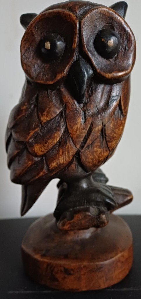 Amsterdamse school hand gesneden grote uil, Verzamelen, Beelden en Beeldjes, Ophalen of Verzenden, Gebruikt, Dier