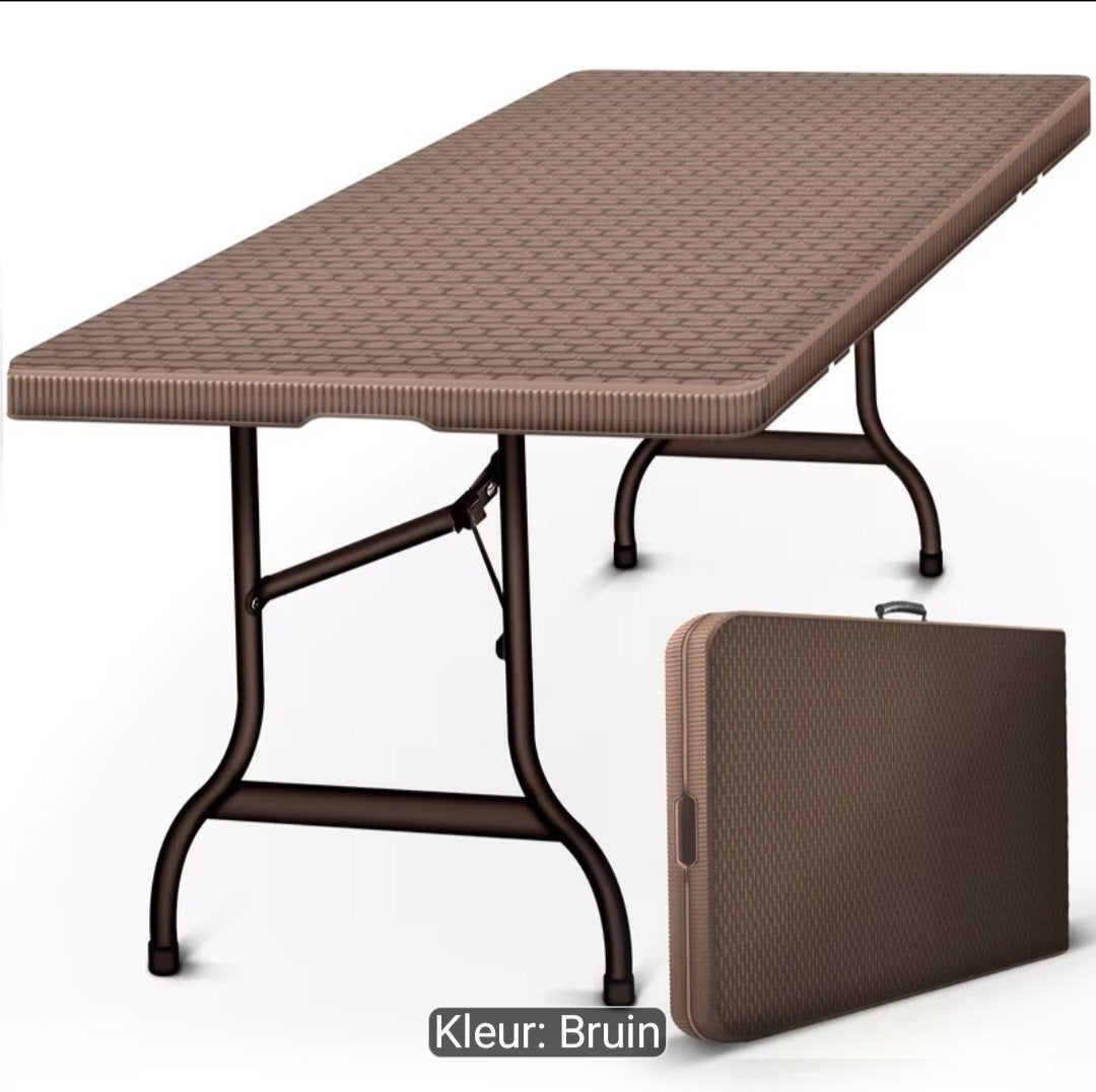 Inklapbare Campingtafel - Bruin - 180x75 cm, Tuin en Terras, Picknicktafels, Ophalen, Overige materialen, Nieuw, Inklapbaar