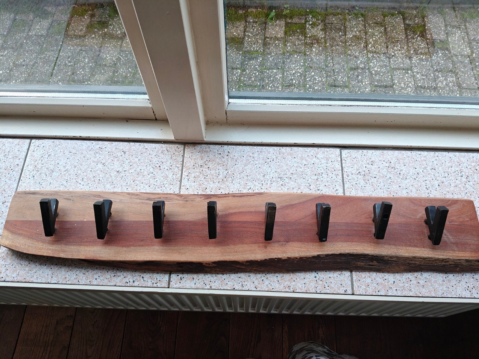 Houten wandkapstok met 8 haken, Zo goed als nieuw, Minder dan 100 cm, Hout, Ophalen