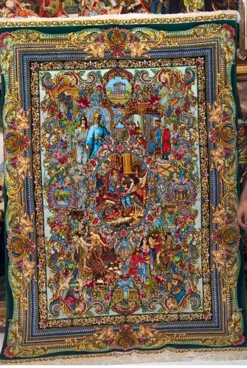 persian slik hand made carpet.persian king design, Ophalen