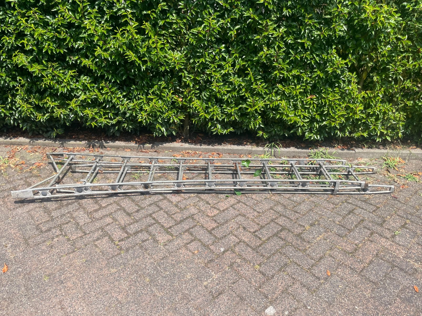 Ladder uitschuifbaar tot circa 7 meter, Ophalen, Gebruikt, 4 meter of meer