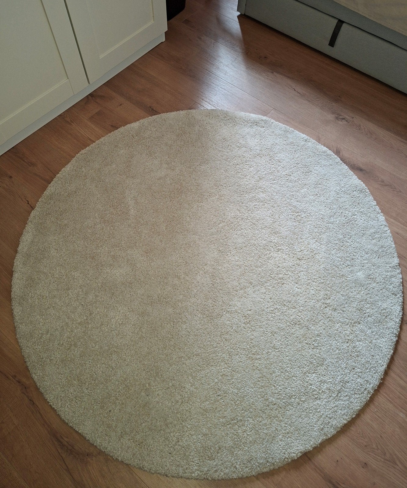 IKEA rond vloerkleed beige 130cm, Ophalen, Beige, Rond, Zo goed als nieuw
