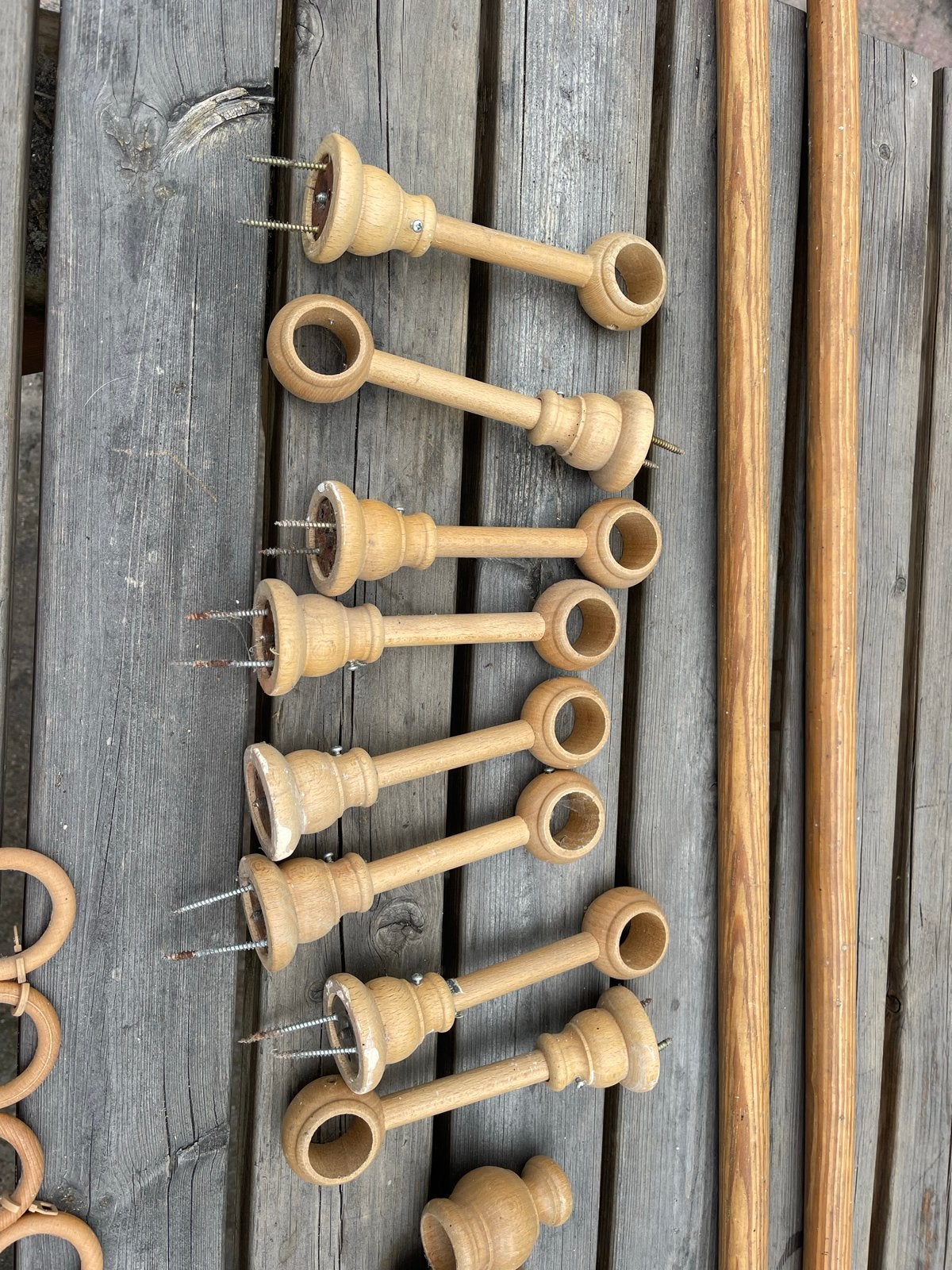 Houten roedes compleet - 2x 260 cm, Ophalen, Gebruikt, Overige merken, Bruin