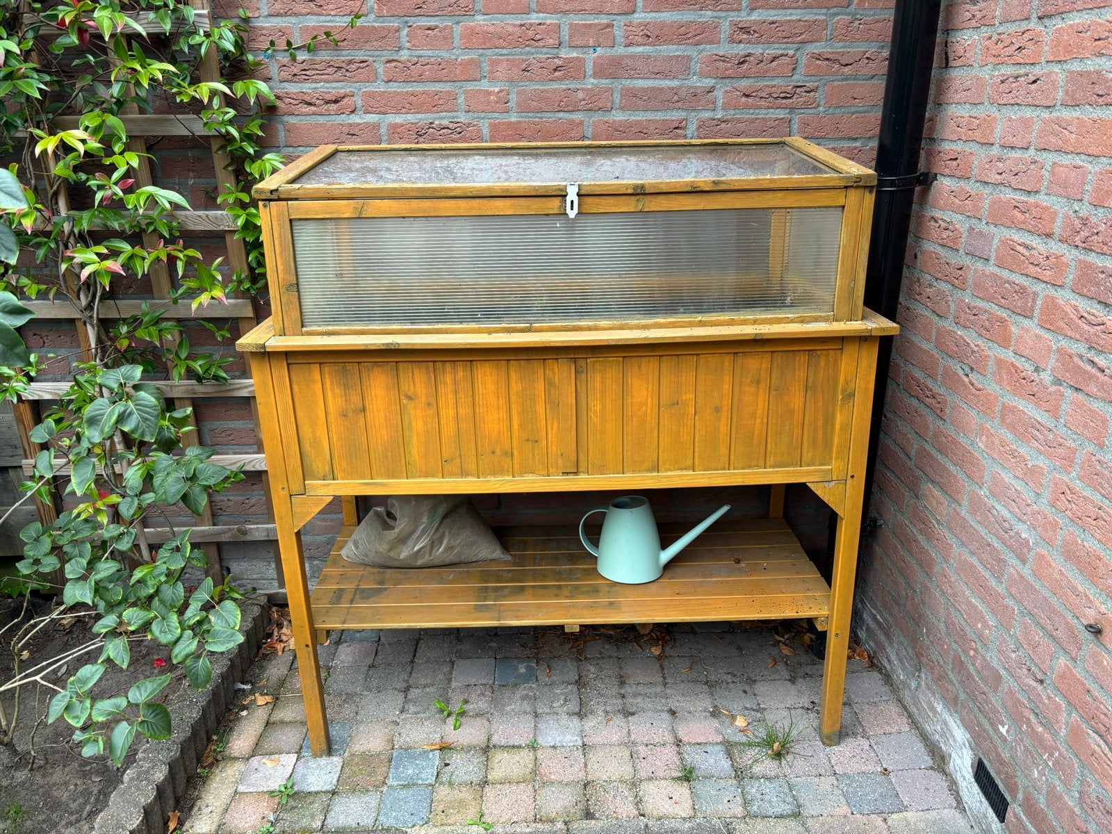 Houten kweekbak/kasje met plantenbak, Ophalen, Gebruikt, Kweekbak