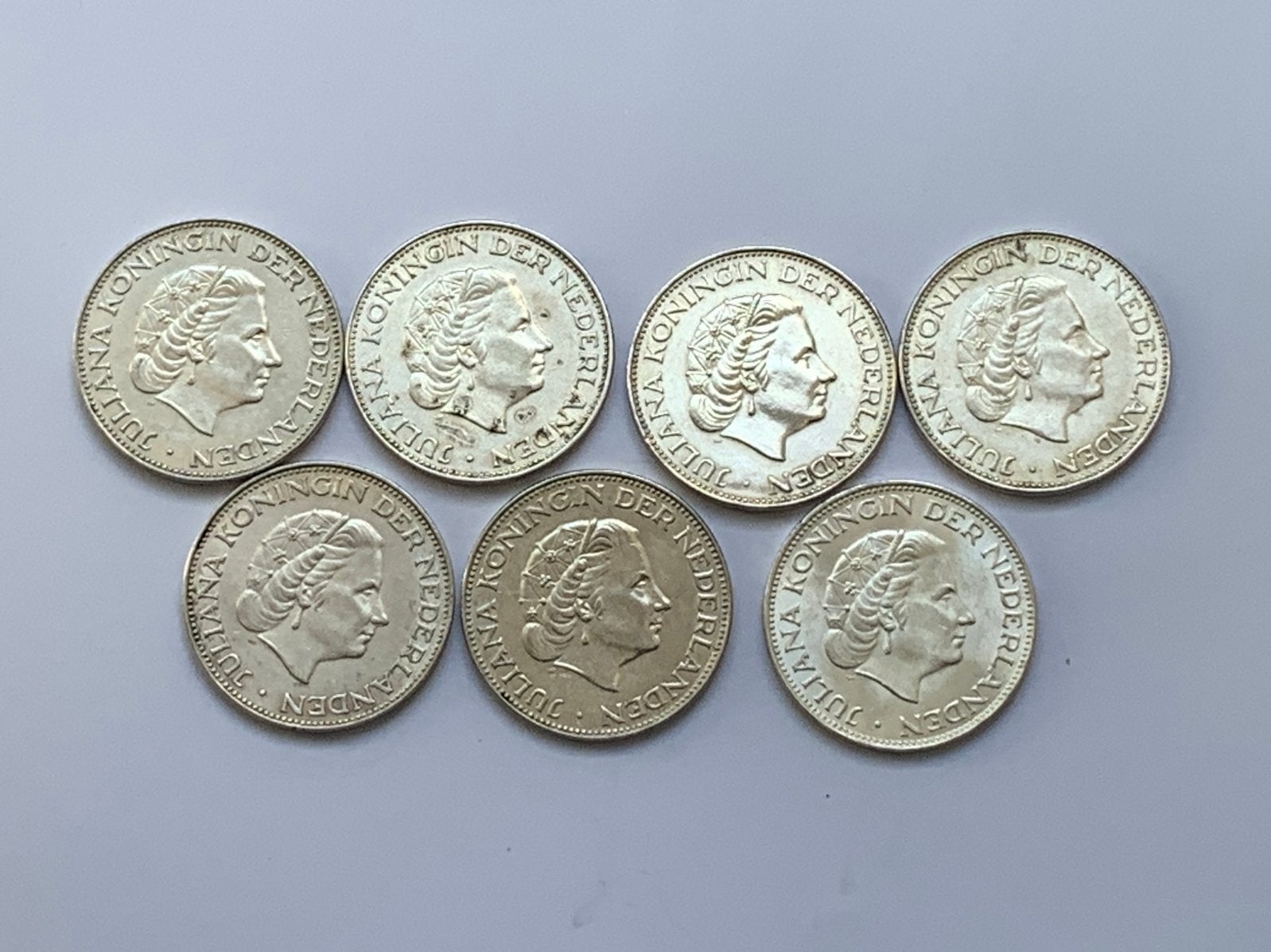 Serie 7 zilveren rijksdaalders juliana 1959-1966, Ophalen of Verzenden, Koningin Juliana, 2½ gulden