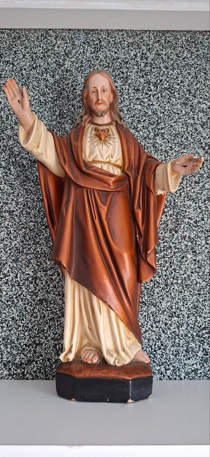 Vintage Heilig Hart Jezus beeld - 40 cm hoog, Antiek en Kunst, Antiek | Religie, Ophalen