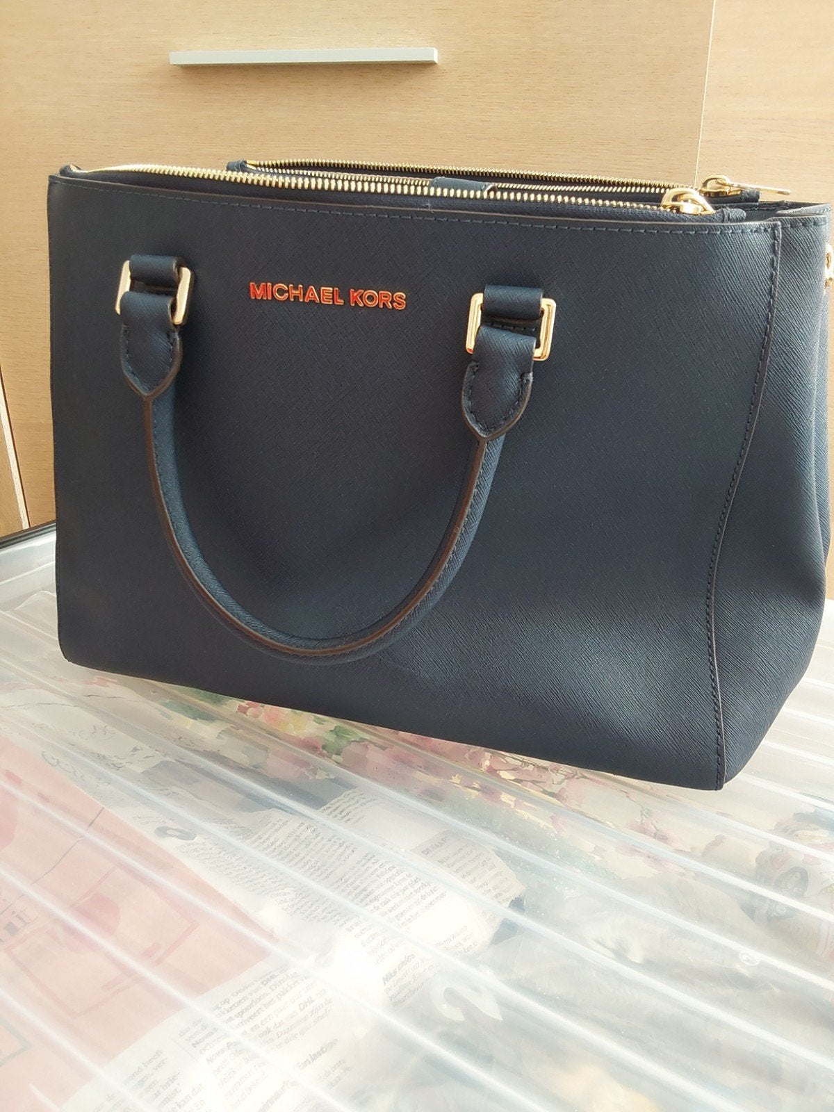Michael Kors tas blauw, tas,  tassen, dames tassen, michael, Ophalen of Verzenden, Zo goed als nieuw, Blauw, Handtas