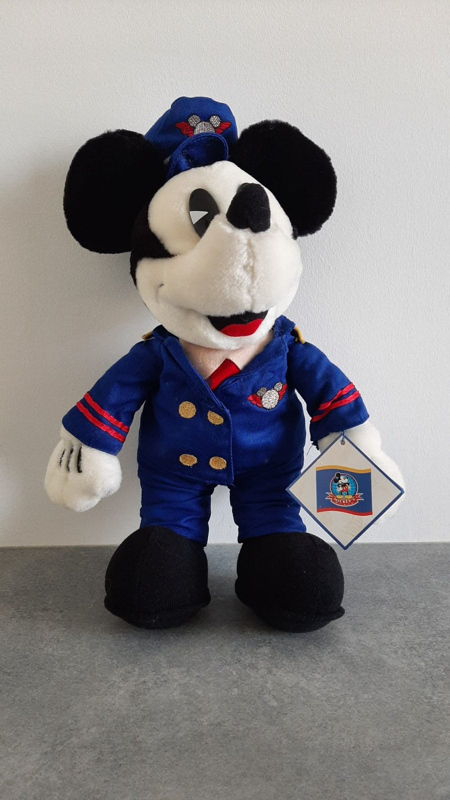 Captain Mickey mickey mouse knuffel 1997 Disney pluche pop, Ophalen of Verzenden, Mickey Mouse, Zo goed als nieuw, Overige typen