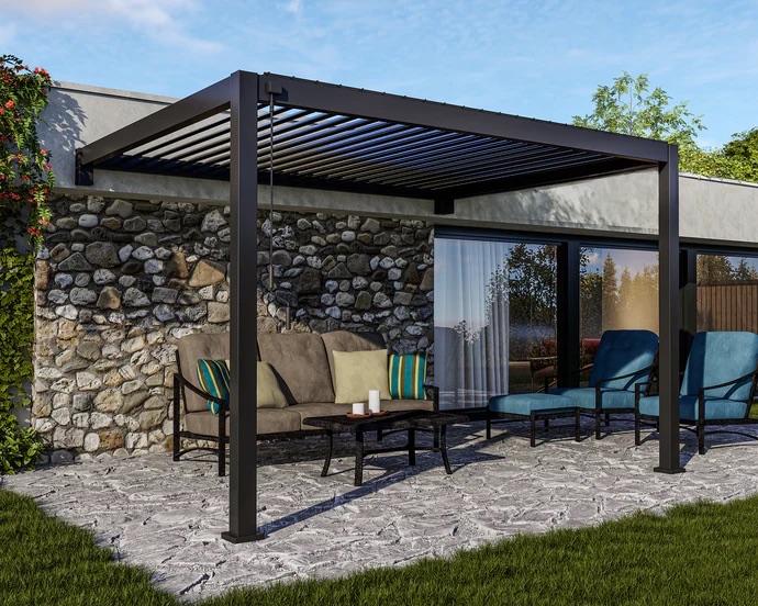 Lamellen overkapping wandmodel - 3x4 m - aluminium, Tuin en Terras, Overkappingen, Ophalen of Verzenden, Nieuw, Veranda