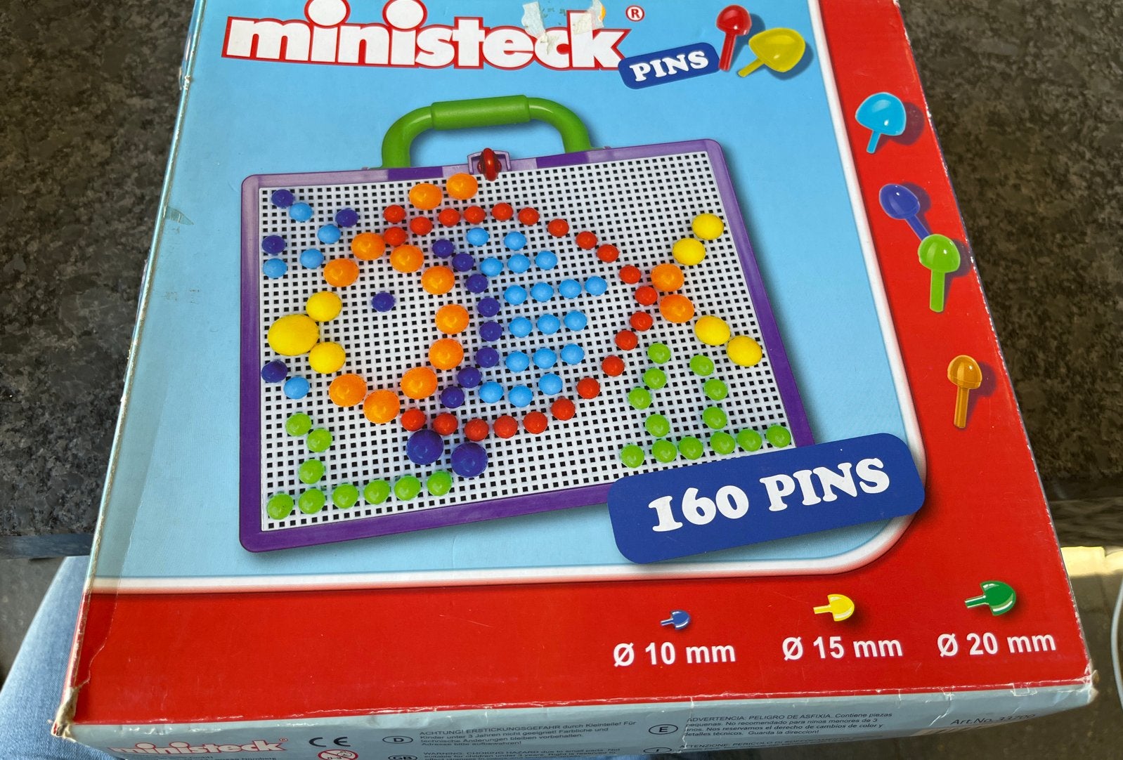 Ministeck Pins Steekmozaïek Bord met 160 Pins, Hobby en Vrije tijd, Ministeck, Ophalen of Verzenden, Zo goed als nieuw, Losse ministeck of Strip