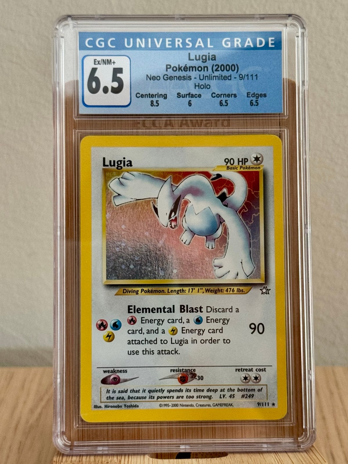 Lugia Pokémon (2000) Neo Genesis Holo CGC 6.5, Ophalen of Verzenden, Gebruikt, Losse kaart, Foil