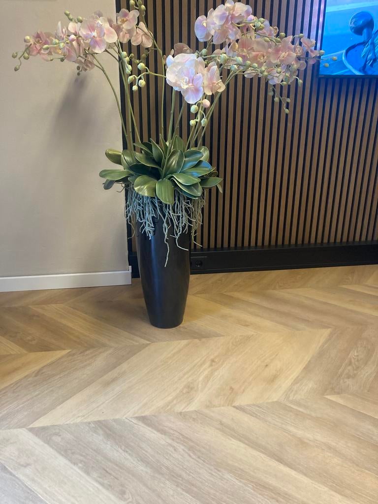 11 hoogwaardige kunst orchideeën incl. pot (merk Ecri), Ophalen, Zo goed als nieuw, Kunstbloem