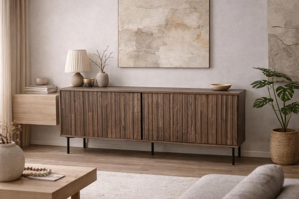 TV- meubel new gravure van Woood 100cm, Huis en Inrichting, Kasten | Televisiemeubels, Ophalen, Japandi, Industrieweg 25, 100 tot 150 cm