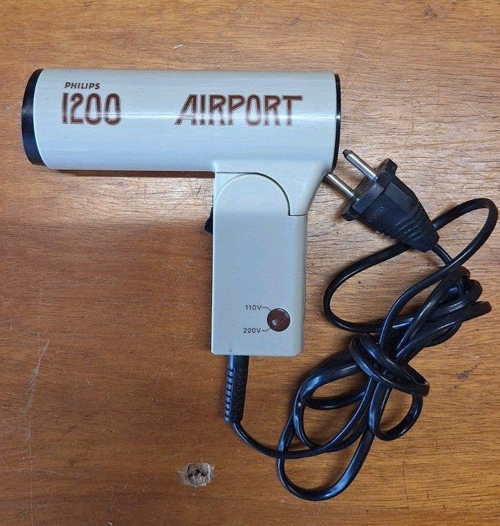 Vintage Philips 1200 Airport Föhn - Reis Haardroger, Ophalen of Verzenden, Gebruikt, Haarverzorging