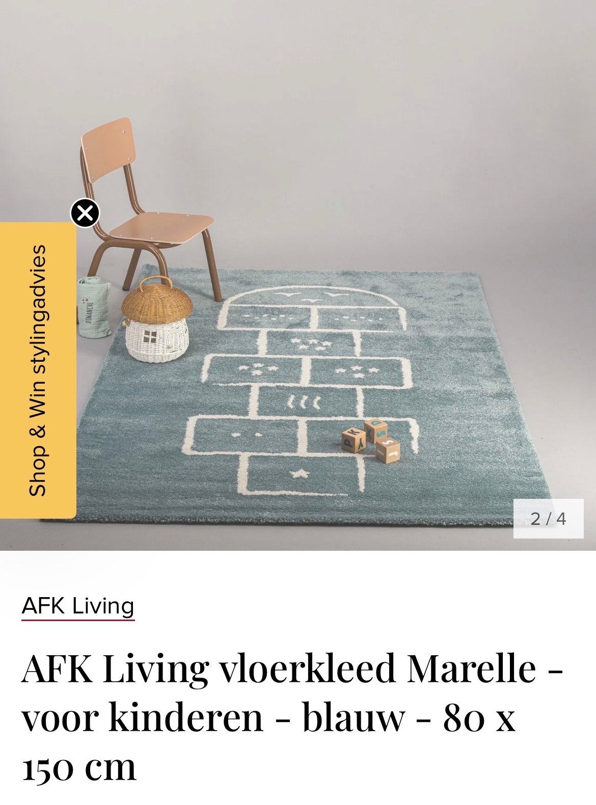 Nieuw AFK Living Vloerkleed kind of babykamer  80 x 150 cm, Ophalen, 100 tot 150 cm, Blauw, Nieuw