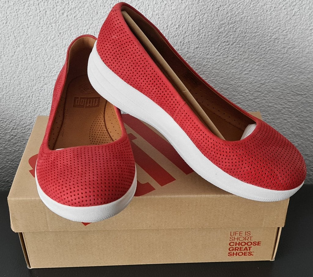 Mooie rode leren FITFLOP ballerina's maat 37,5, Nieuw, Fitflop, Rood, Ballerina's