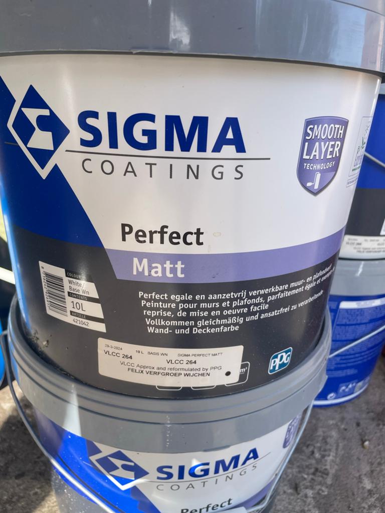 Sigma Perfect Matt Muurverf - 10L - Wit/Basis WN, Ophalen, 5 tot 10 liter, Wit, Nieuw