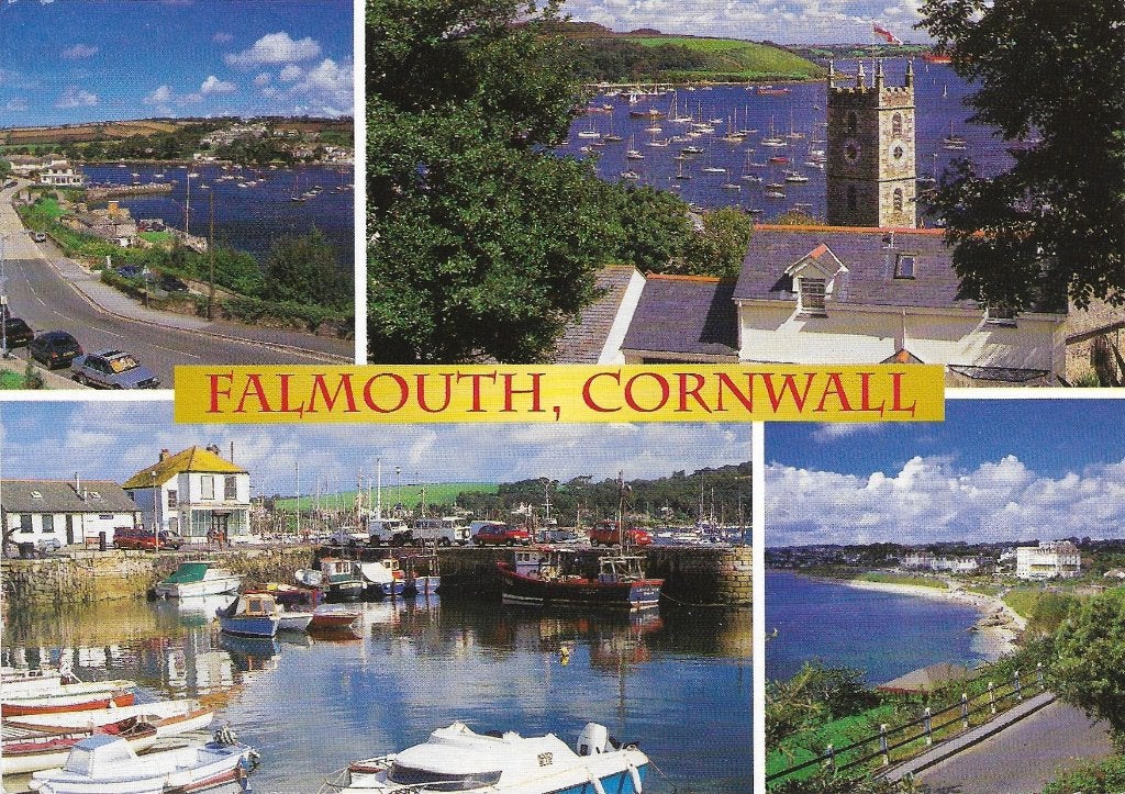 Ansichtkaart  	Falmouth (Engeland)	Haven	4-luik, Verzenden, 1980 tot heden, Gelopen, Engeland