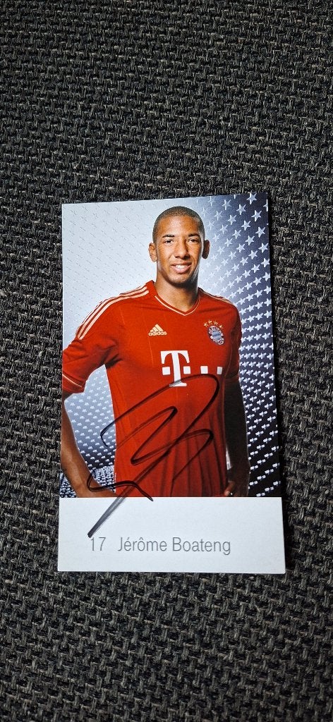 Spelerskaart met handtekening Jerome Boateng Bayern Munchen, Ophalen of Verzenden, Nieuw, Buitenlandse clubs, Spelerskaart