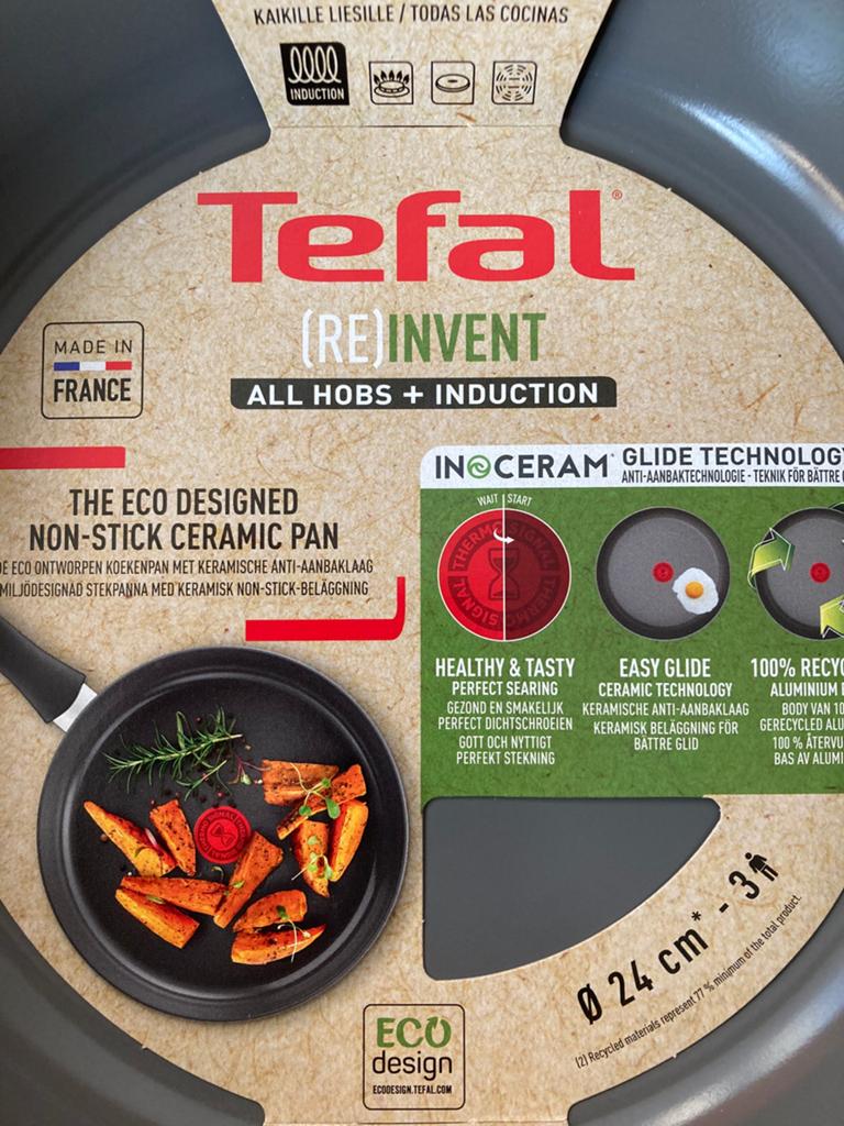 Tefal Re Invent 24 cm pan, Huis en Inrichting, Keuken | Potten en Pannen, Ophalen of Verzenden, Zo goed als nieuw, Rvs, Koekenpan of Braadpan