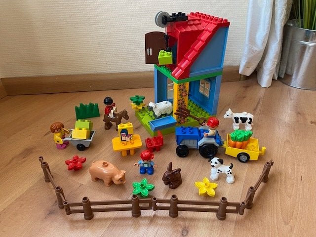 Duplo, hooischuur boerderij dieren poppetjes tractor hek etc, Ophalen of Verzenden, Gebruikt, Duplo
