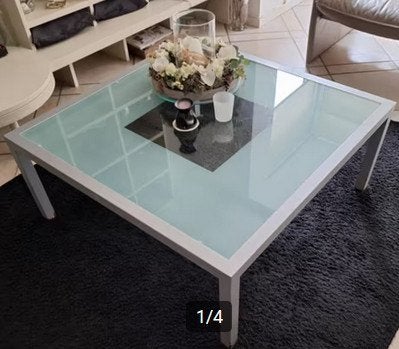 Moderne Design Glazen Salontafel, Ophalen, 100 tot 150 cm, 50 tot 100 cm, Zo goed als nieuw