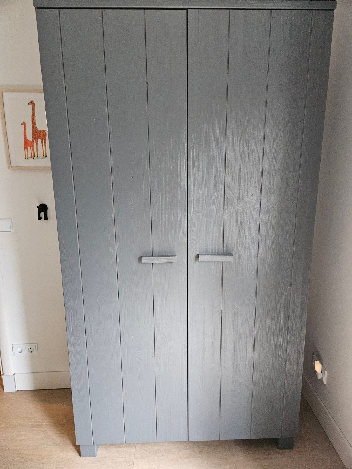 WOOOD Kast Dennis zgan - Grijs houten kledingkast met deuren, Ophalen, 200 cm of meer, 50 tot 100 cm, Modern
